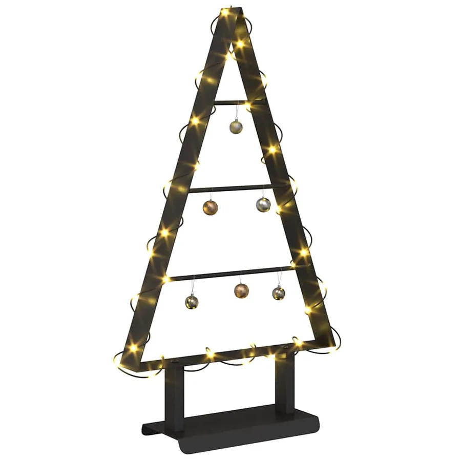 Arbre de Noël en métal avec support Noir 60 cm Acier - 3