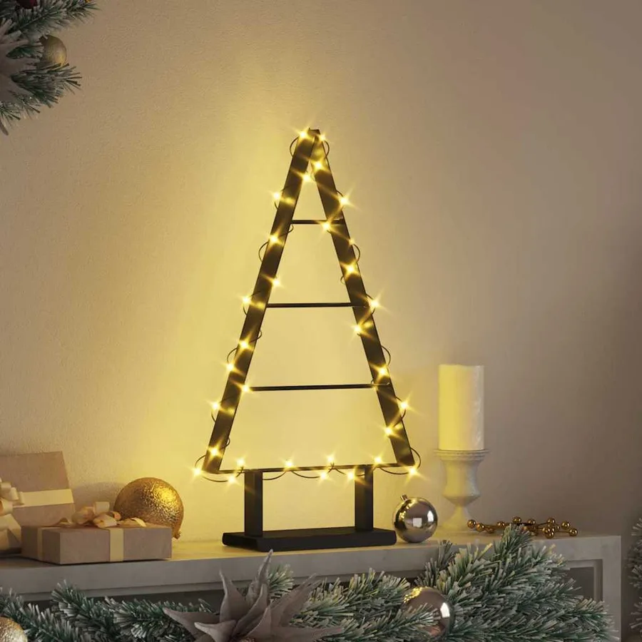 Arbre de Noël en métal avec support Noir 60 cm Acier - 4
