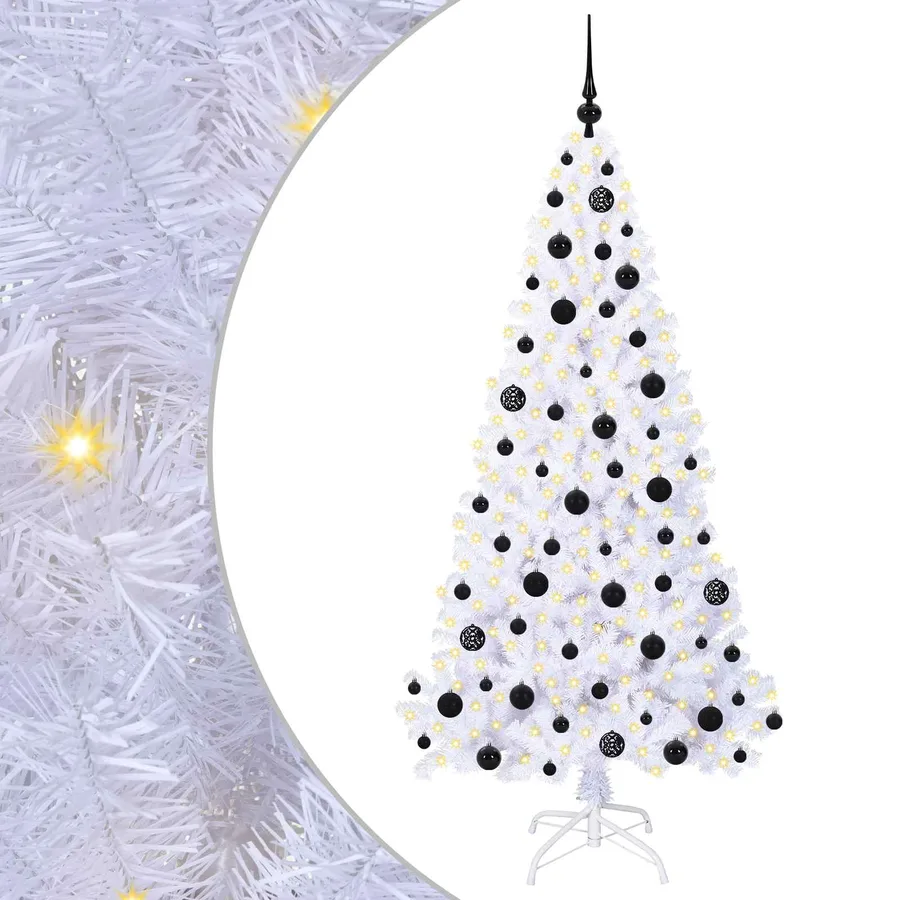 Sapin de Noël artificiel avec 300 LED Blanc 180 cm PVC et Acier - 2