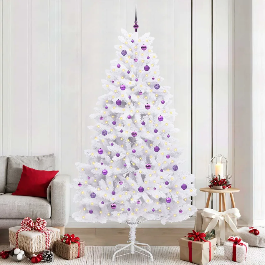 Sapin de Noël Artificiel à Branches Articulées Blanc 240 cm