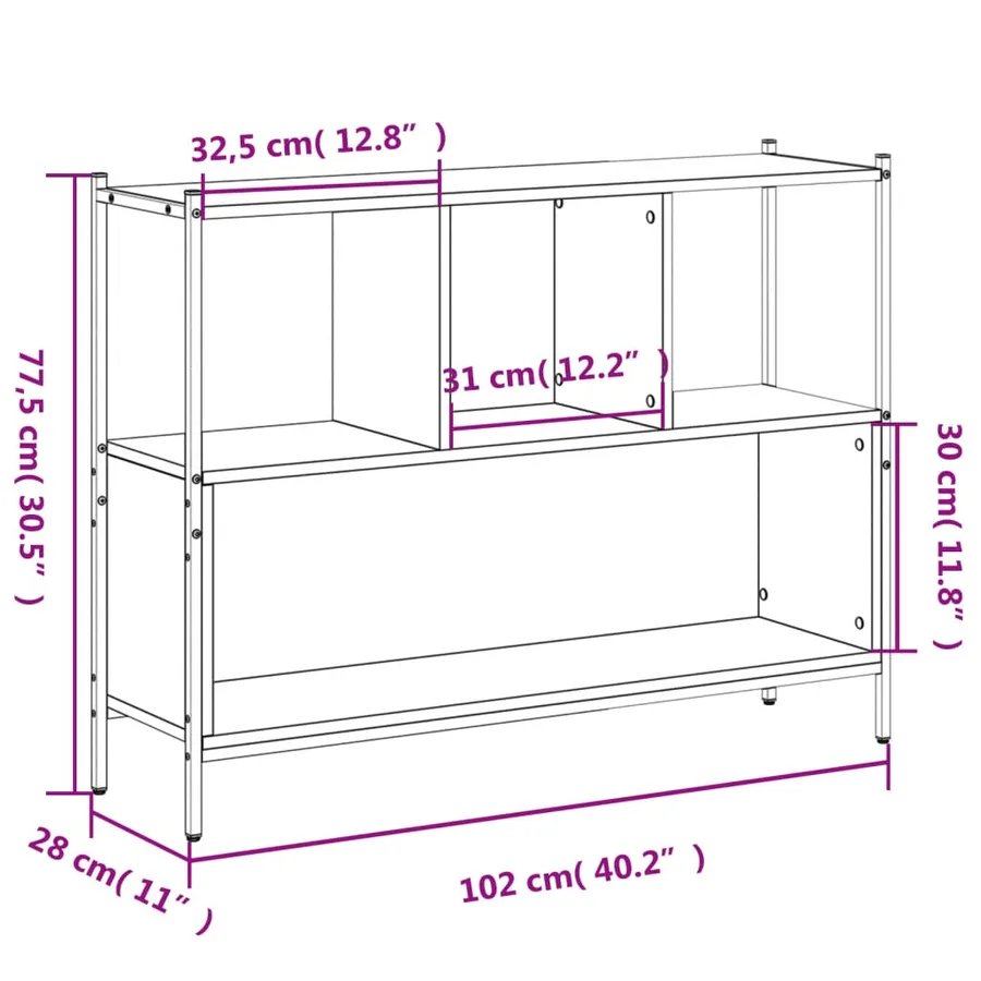 Bibliothèque sonoma gris 102x28x77,5 cm bois d'ingénierie - 10