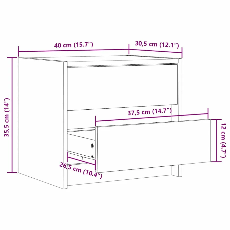 Tables de chevet 2 pcs Brun cire 40 x 30.5 x 35.5 cm - 11