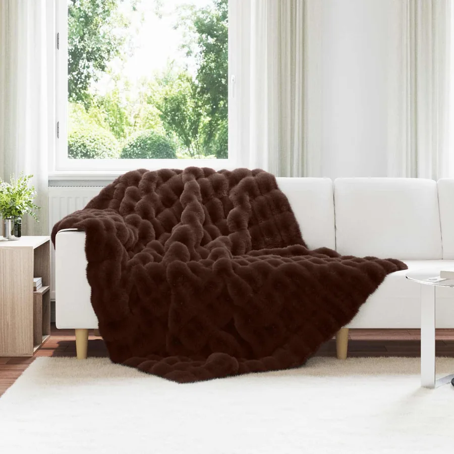 Couverture antidérapante en fausse de lapin Olite 4 pcs Camel
