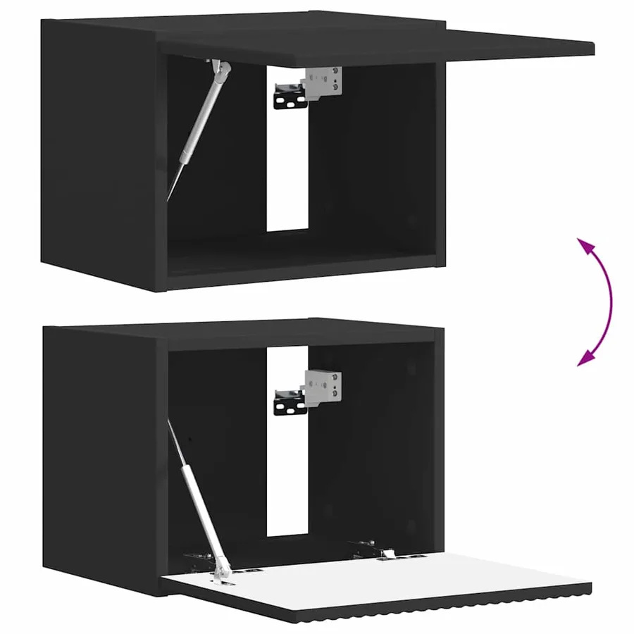 Meuble TV mural Noir 39 x 31 x 29,5 cm Bois d'ingénierie - 11