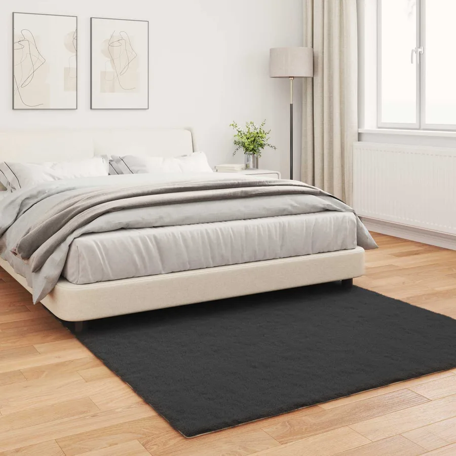 Tapis antidérapant en fausse de lapin OLITE Noir 160 x 160 cm - 4