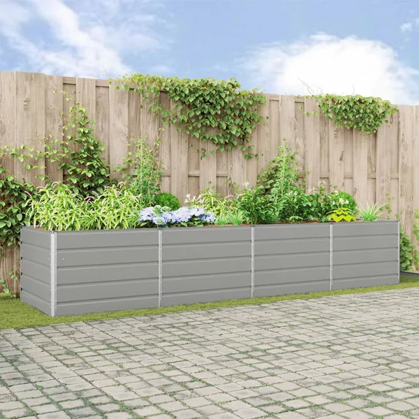 Jardinière Gris clair 385 x 100 x 75 cm Acier galvanisé