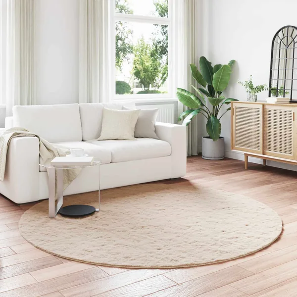 Tapis antidérapant en fausse de lapin OLITE Taupe Ø 160 cm