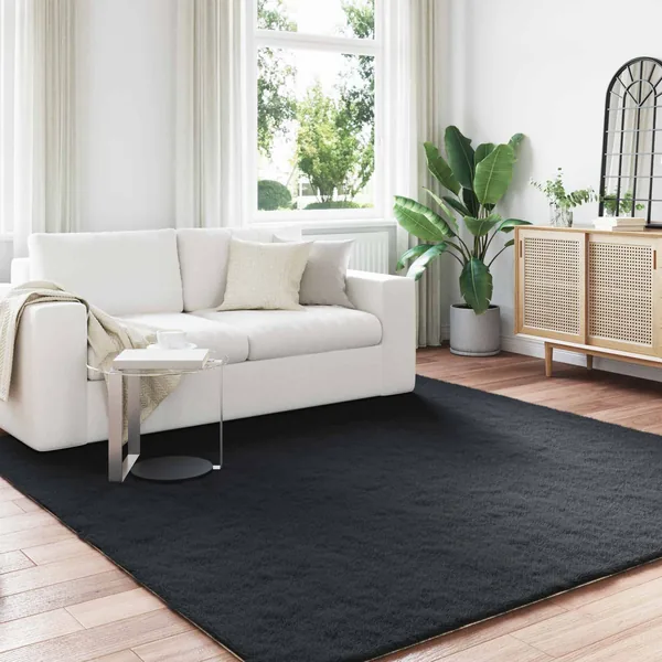 Tapis antidérapant en fausse de lapin OLITE Noir 240 x 240 cm
