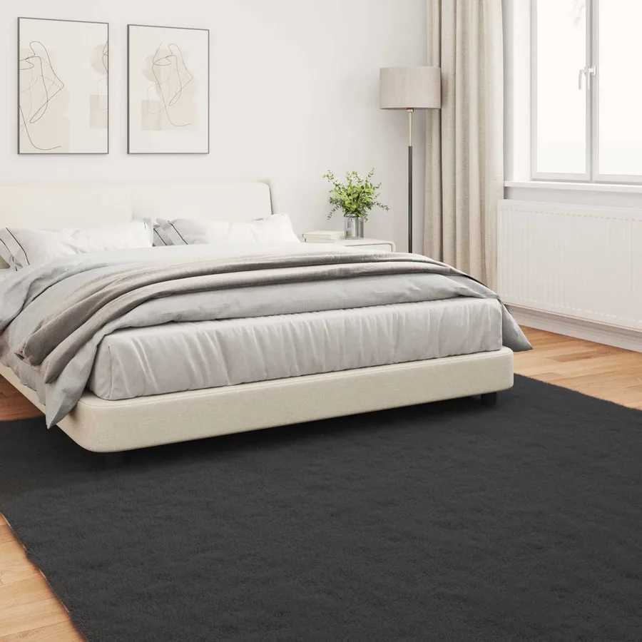 Tapis antidérapant en fausse de lapin OLITE Noir 240 x 240 cm - 4
