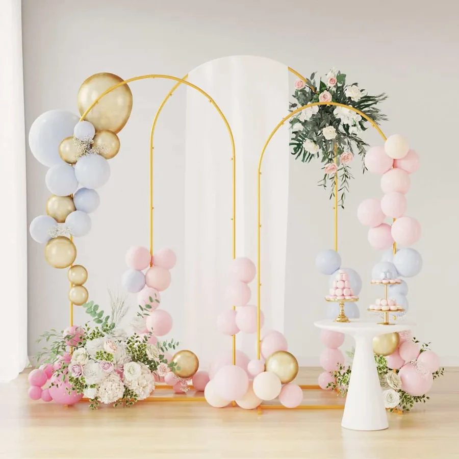 Arche de mariage 3 pcs Doré Acier - 4