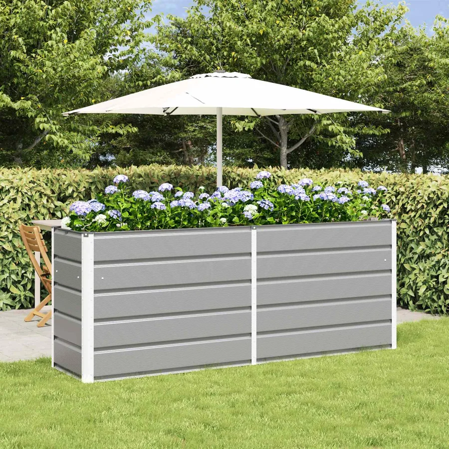 Jardinière Gris clair 195 x 50 x 75 cm Acier galvanisé