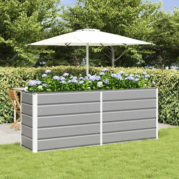 Jardinière Gris clair 195 x 50 x 75 cm Acier galvanisé