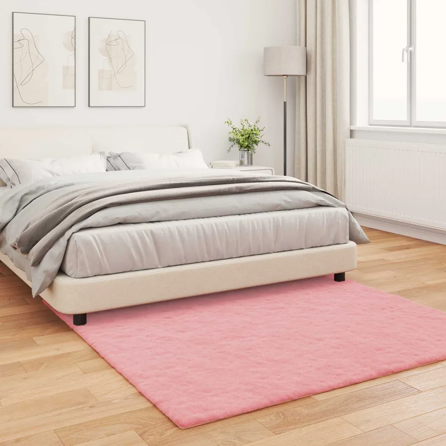 Tapis antidérapant en fausse de lapin OLITE Rose 120 x 120 cm - 4