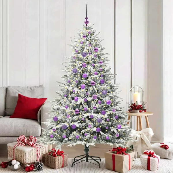 Arbre de Noël artificiel pré-éclairé avec ensemble de boules