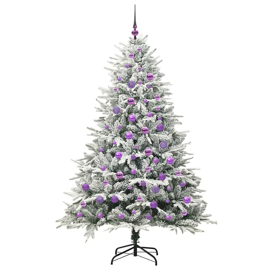Arbre de Noël artificiel pré-éclairé avec ensemble de boules - 4
