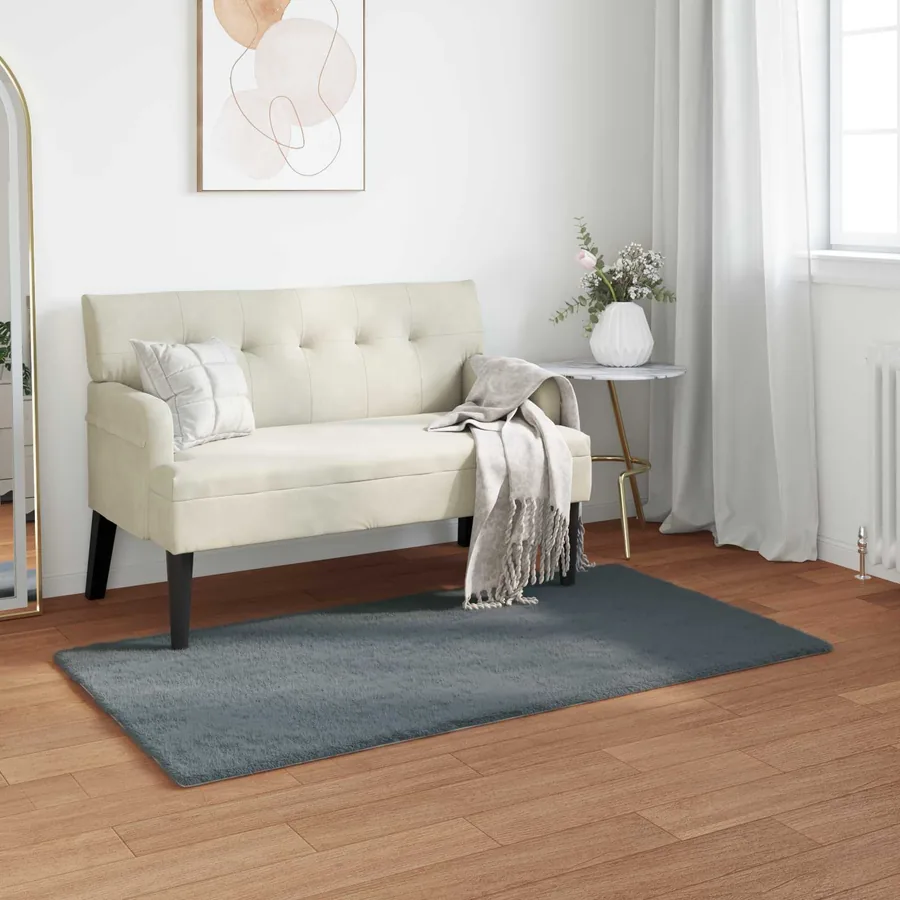 Tapis antidérapant en fausse de lapin OLITE Anthracite