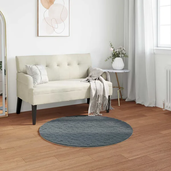 Tapis antidérapant en fausse de lapin OLITE Anthracite Ø 120 cm