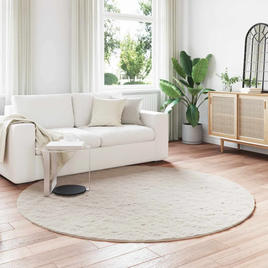 Tapis antidérapant en fausse de lapin OLITE Beige Ø 200 cm