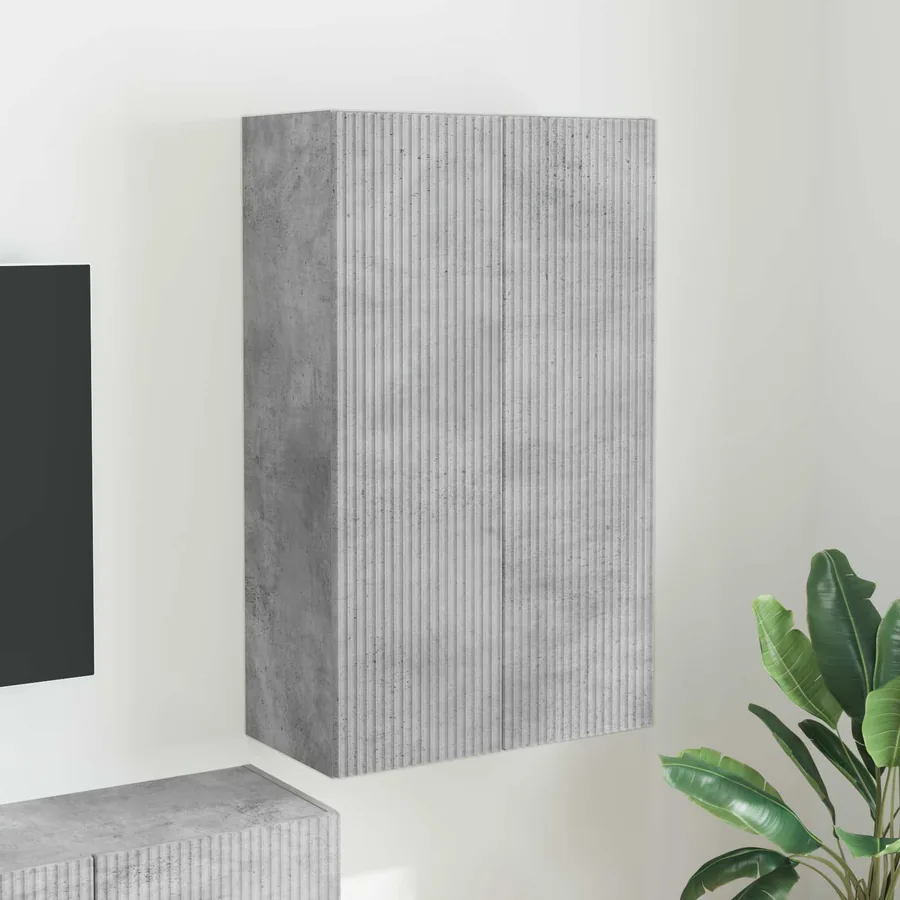 Meuble TV mural Gris béton 59,5 x 31 x 100 cm Bois d'ingénierie