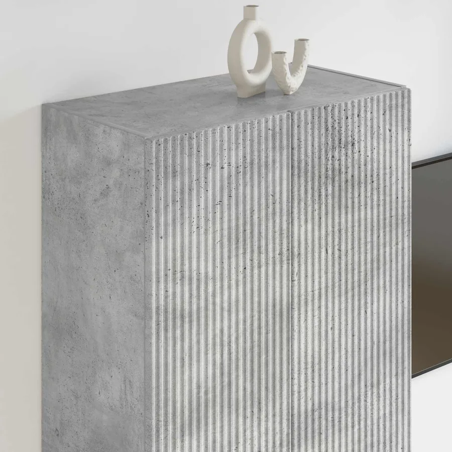 Meuble TV mural Gris béton 59,5 x 31 x 100 cm Bois d'ingénierie - 4