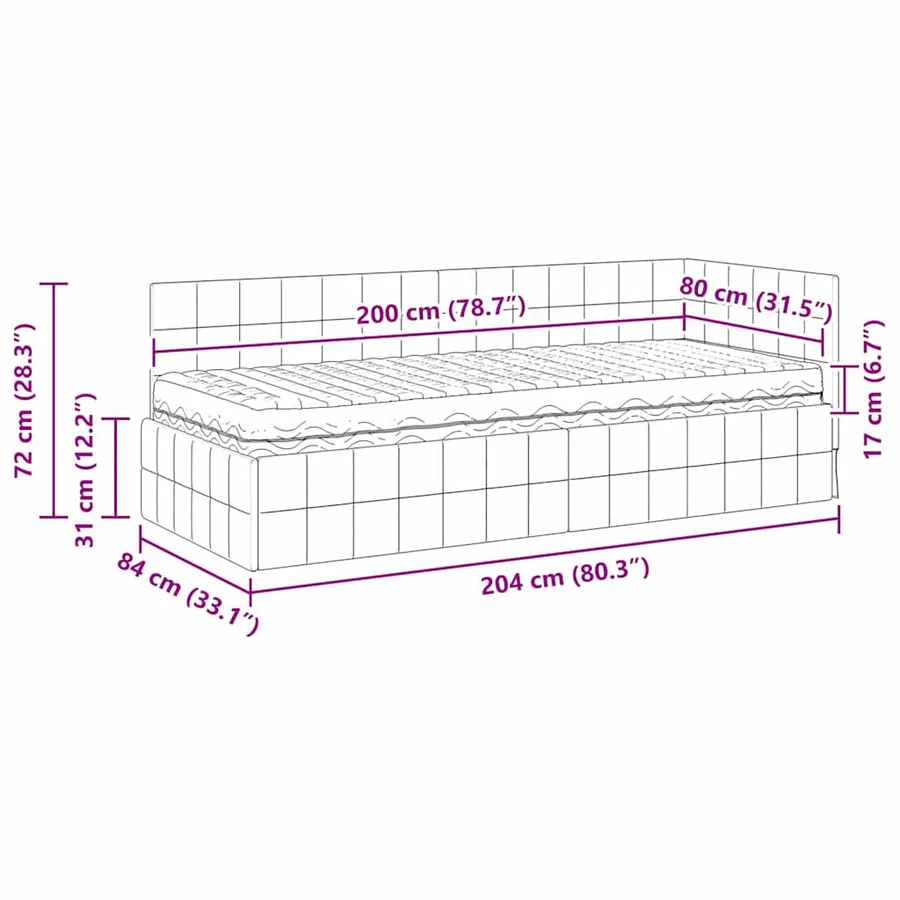 Cadre de lit d'angle avec matelas 2 pcs Gris Velours - 14