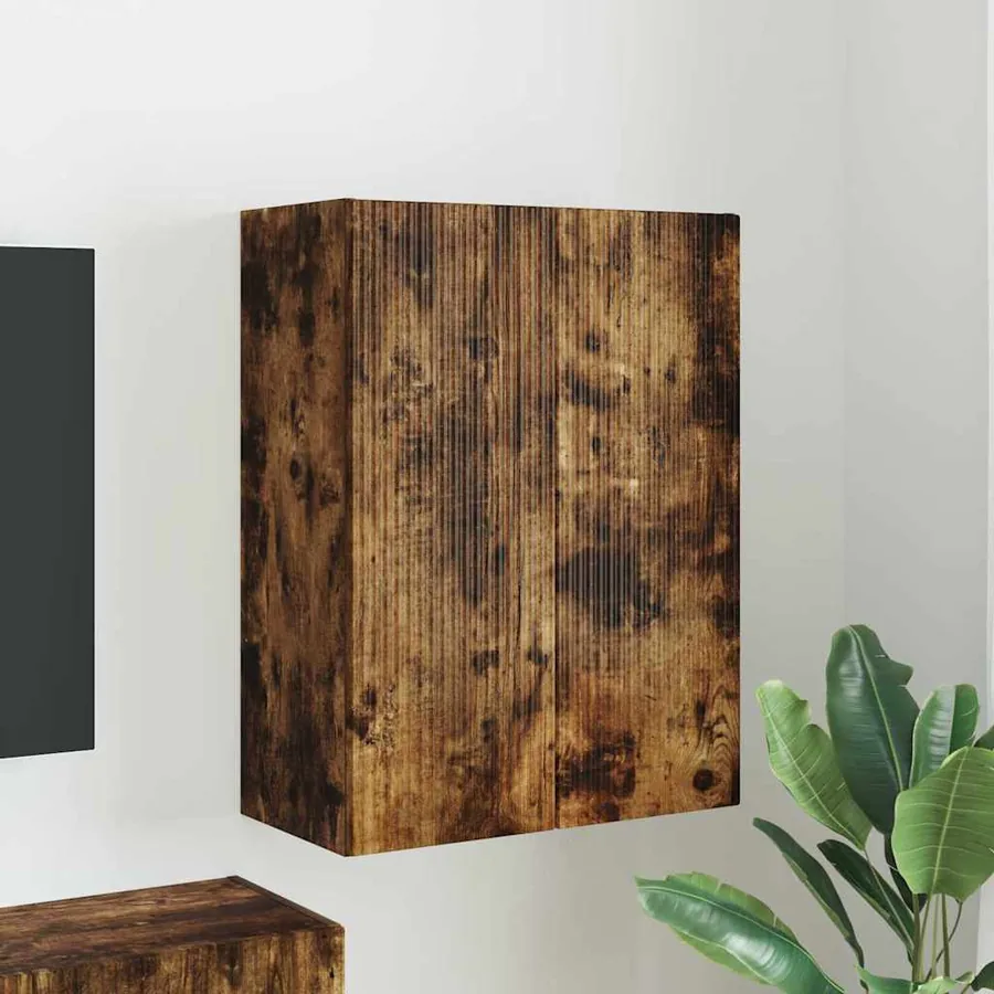 Meuble TV mural Chêne fumé 59,5 x 31 x 80 cm Bois d'ingénierie