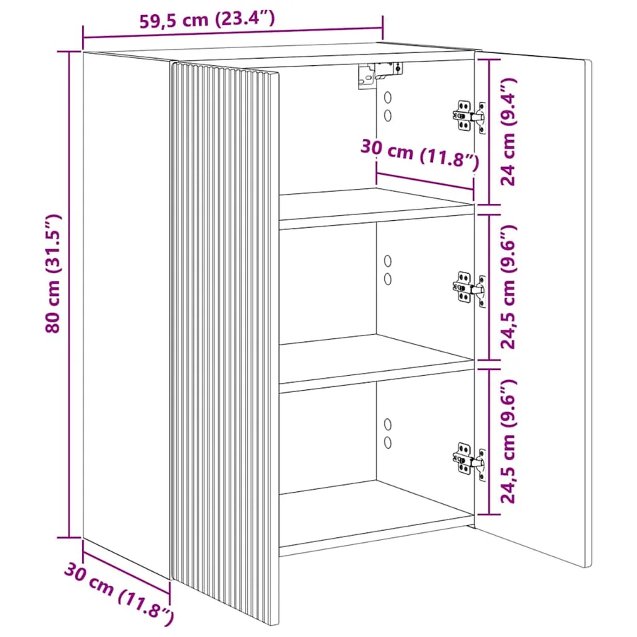 Meuble TV mural Chêne fumé 59,5 x 31 x 80 cm Bois d'ingénierie - 13