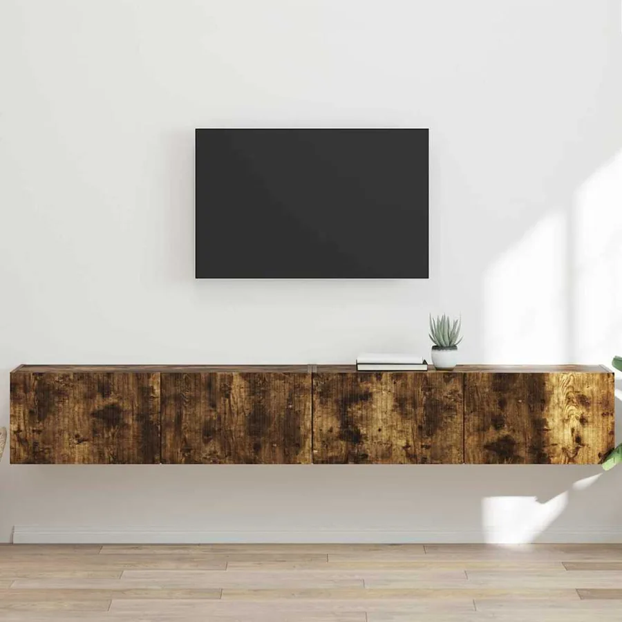 Meuble TV mural 2 pcs Chêne fumé 98 x 31 x 29,5 cm
