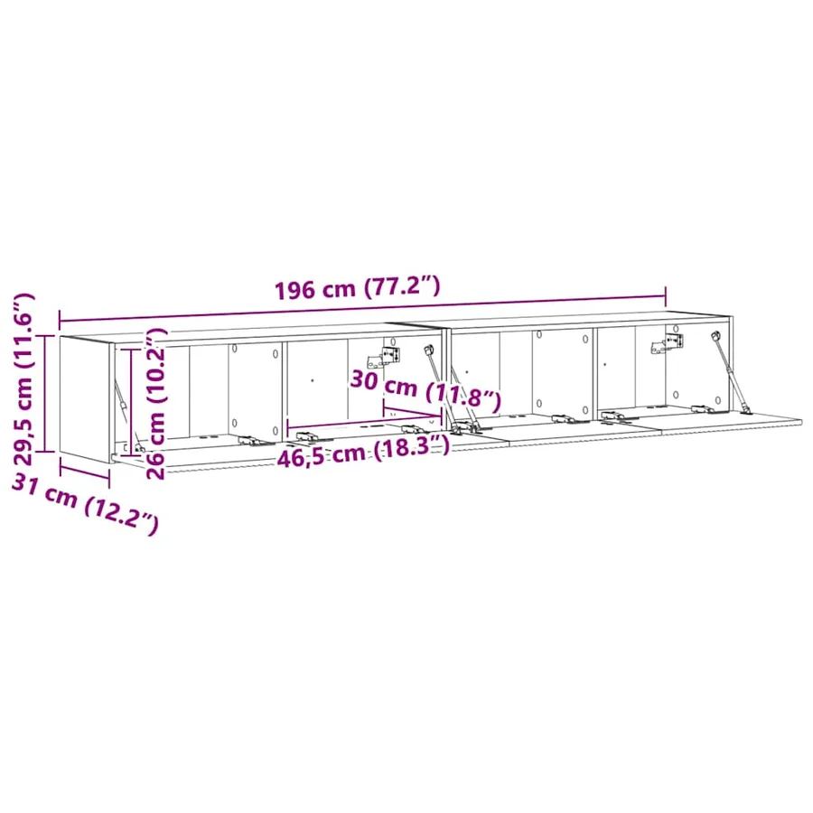 Meuble TV mural 2 pcs Chêne fumé 98 x 31 x 29,5 cm - 14