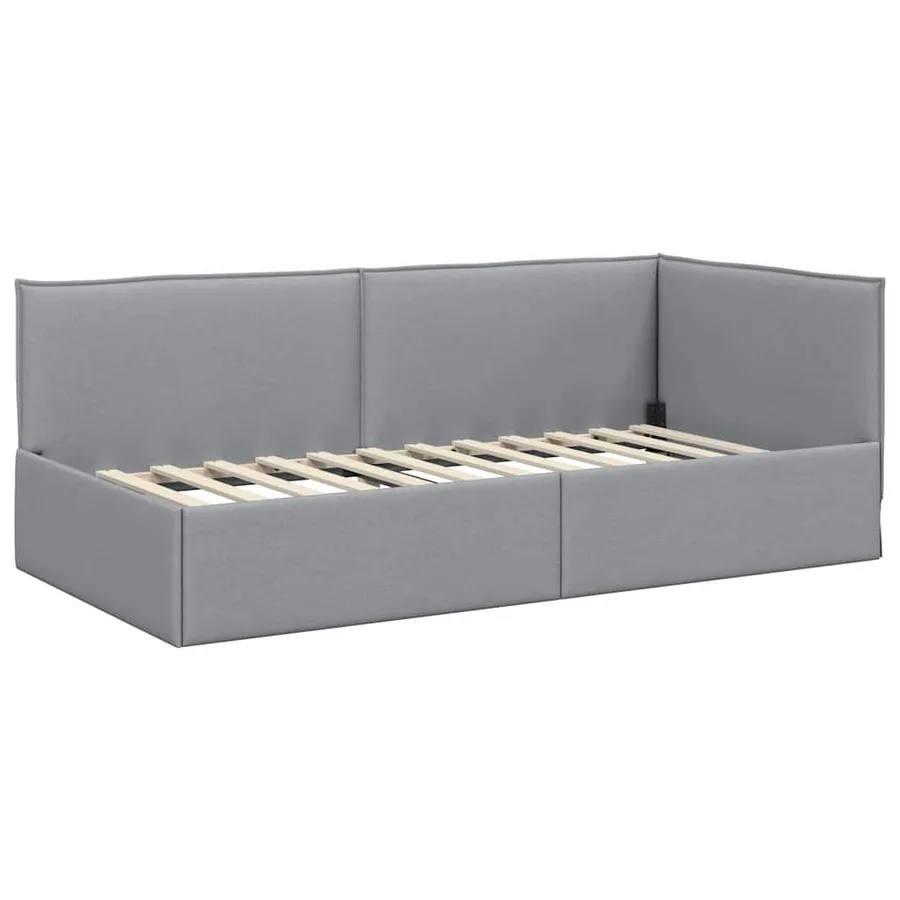 Cadre de lit d'angle Gris clair 80 x 200 cm tissu - 4