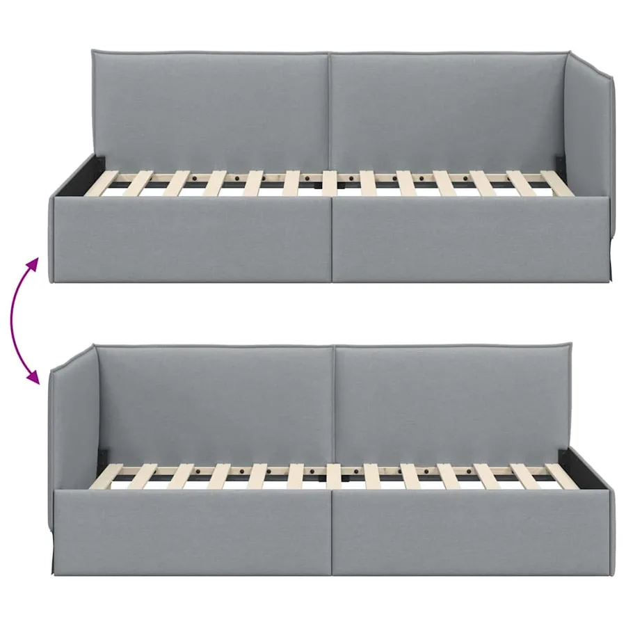 Cadre de lit d'angle Gris clair 80 x 200 cm tissu - 9