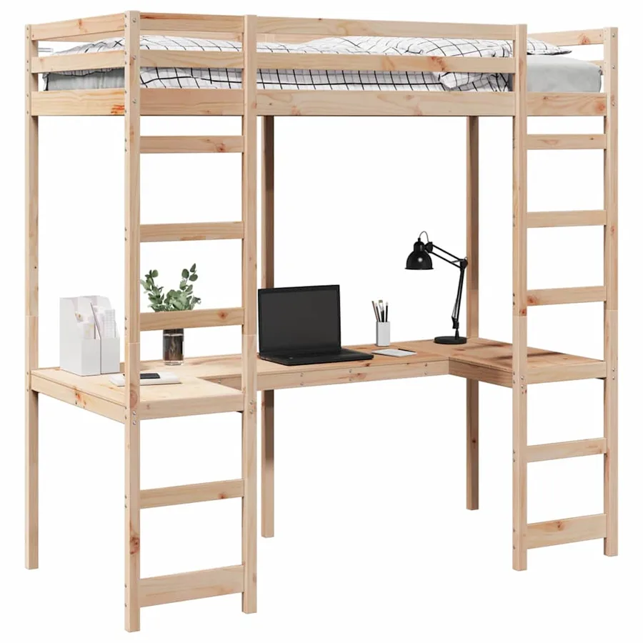 Cadre de lit mezzanine Naturel 80 x 200 cm Pin massif - 3
