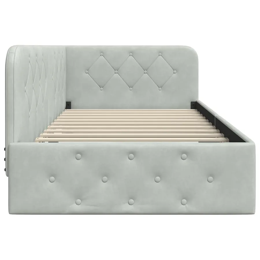 Cadre de lit d'angle Gris clair 90 x 190 cm Velours - 6