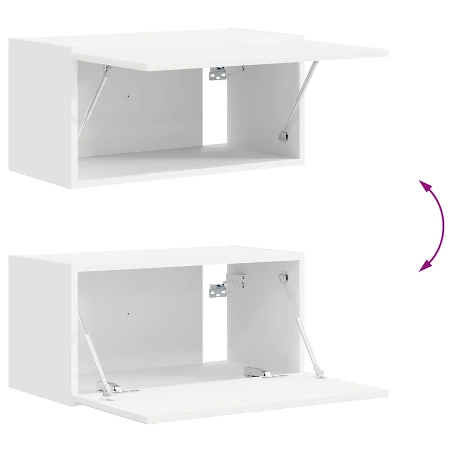 Meuble TV mural 2 pcs Blanc 60 x 31 x 29,5 cm Bois d'ingénierie - 12