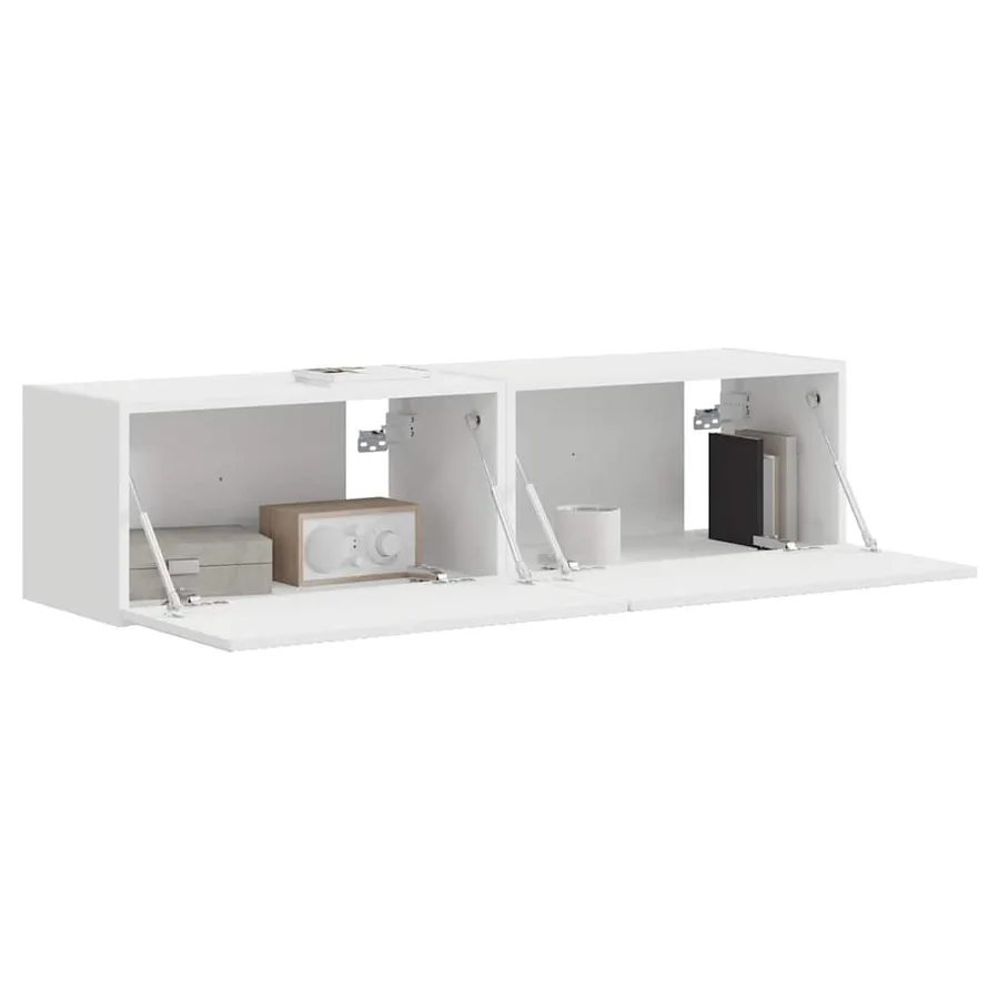 Meuble TV mural 2 pcs Blanc 60 x 31 x 29,5 cm Bois d'ingénierie - 3