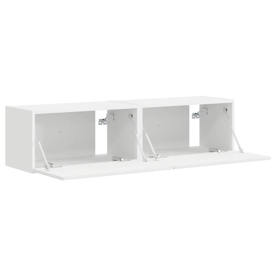 Meuble TV mural 2 pcs Blanc 60 x 31 x 29,5 cm Bois d'ingénierie - 6