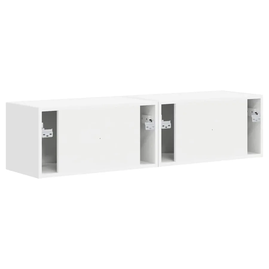 Meuble TV mural 2 pcs Blanc 60 x 31 x 29,5 cm Bois d'ingénierie - 9