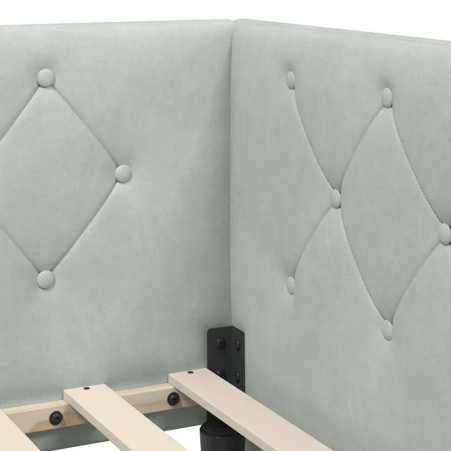 Cadre de lit d'angle Gris clair 90 x 190 cm Velours - 10