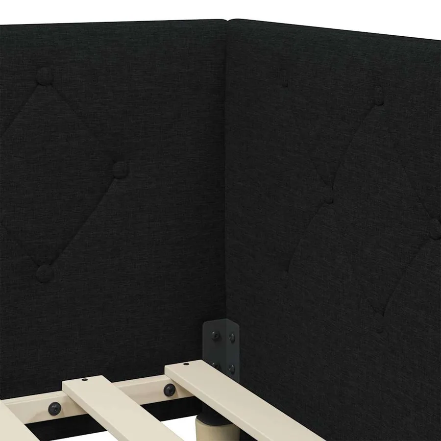 Cadre de lit d'angle Noir 90 x 190 cm tissu - 10