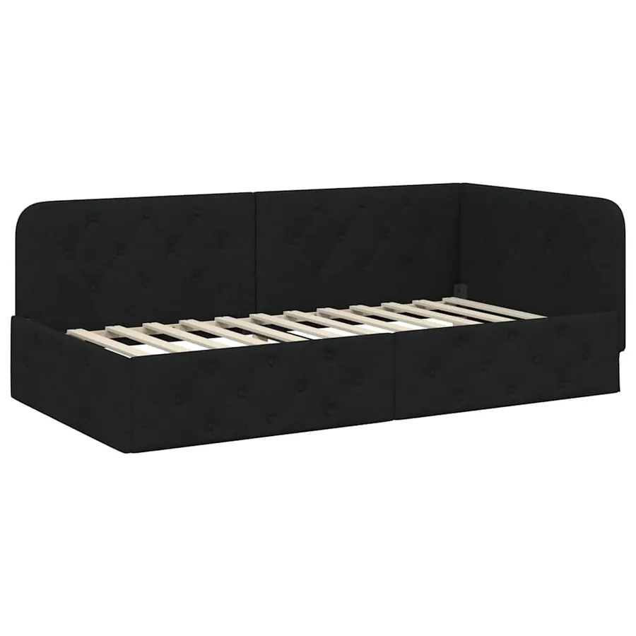 Cadre de lit d'angle Noir 90 x 190 cm tissu - 6