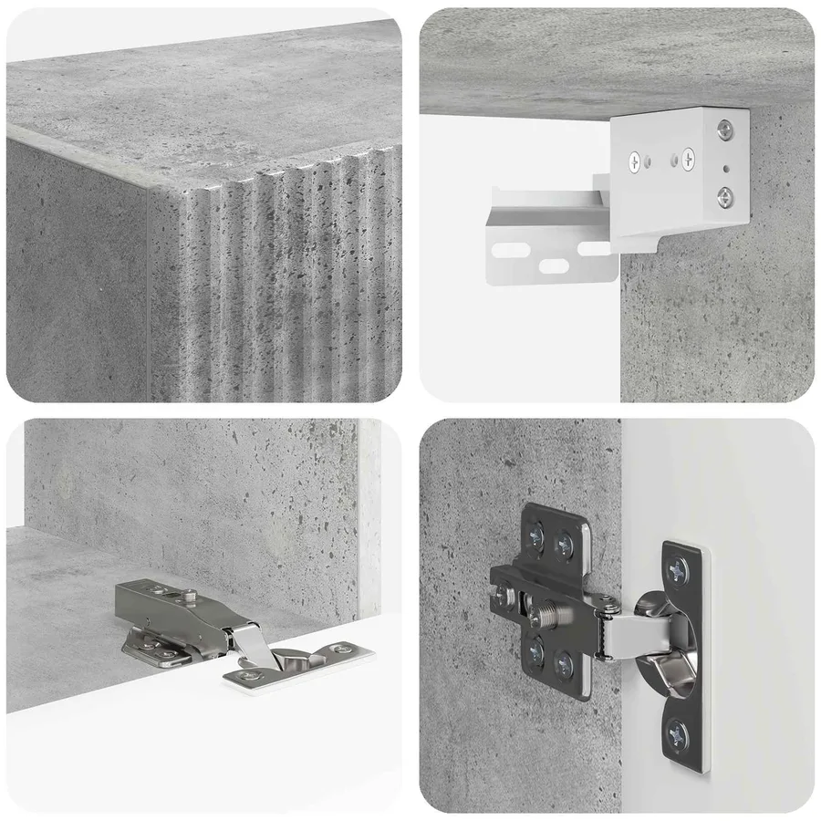 Ensemble de meuble TV mural 4 pcs Gris béton Bois d'ingénierie - 10
