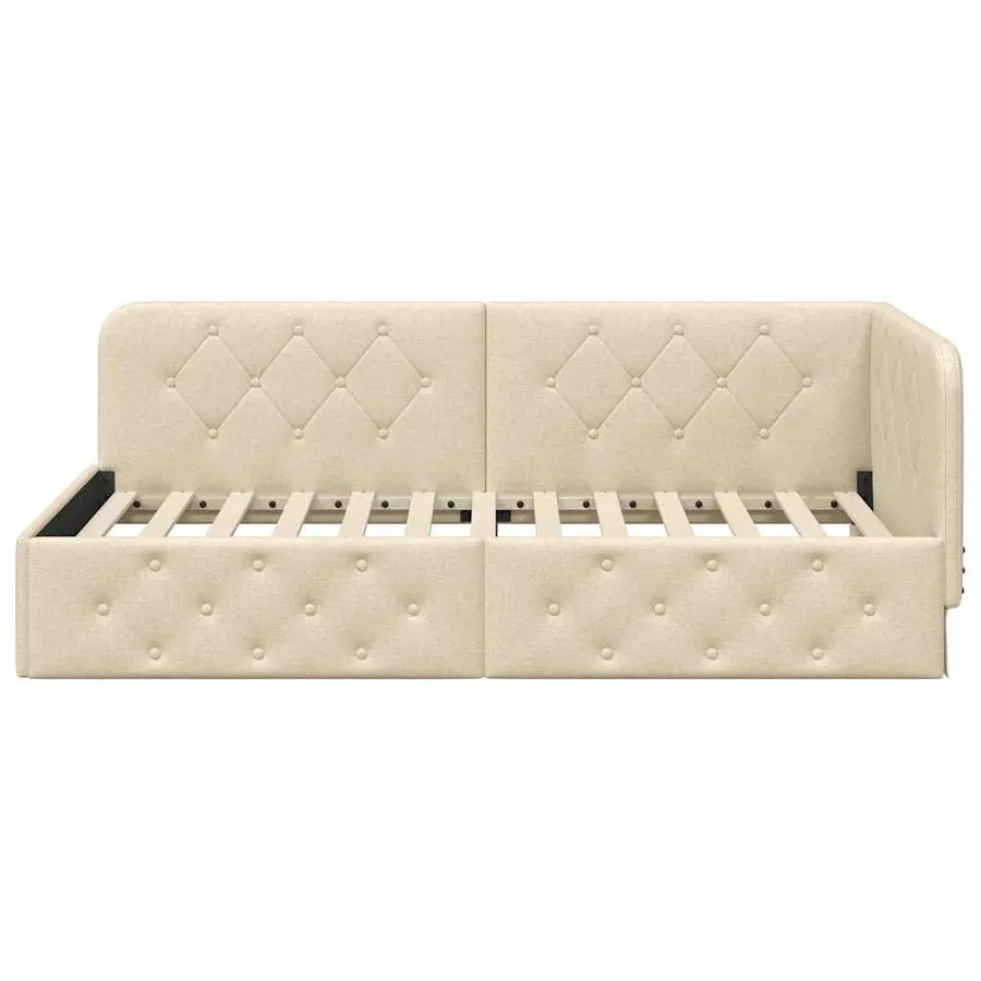 Cadre de lit d'angle Crème 100 x 200 cm tissu - 5