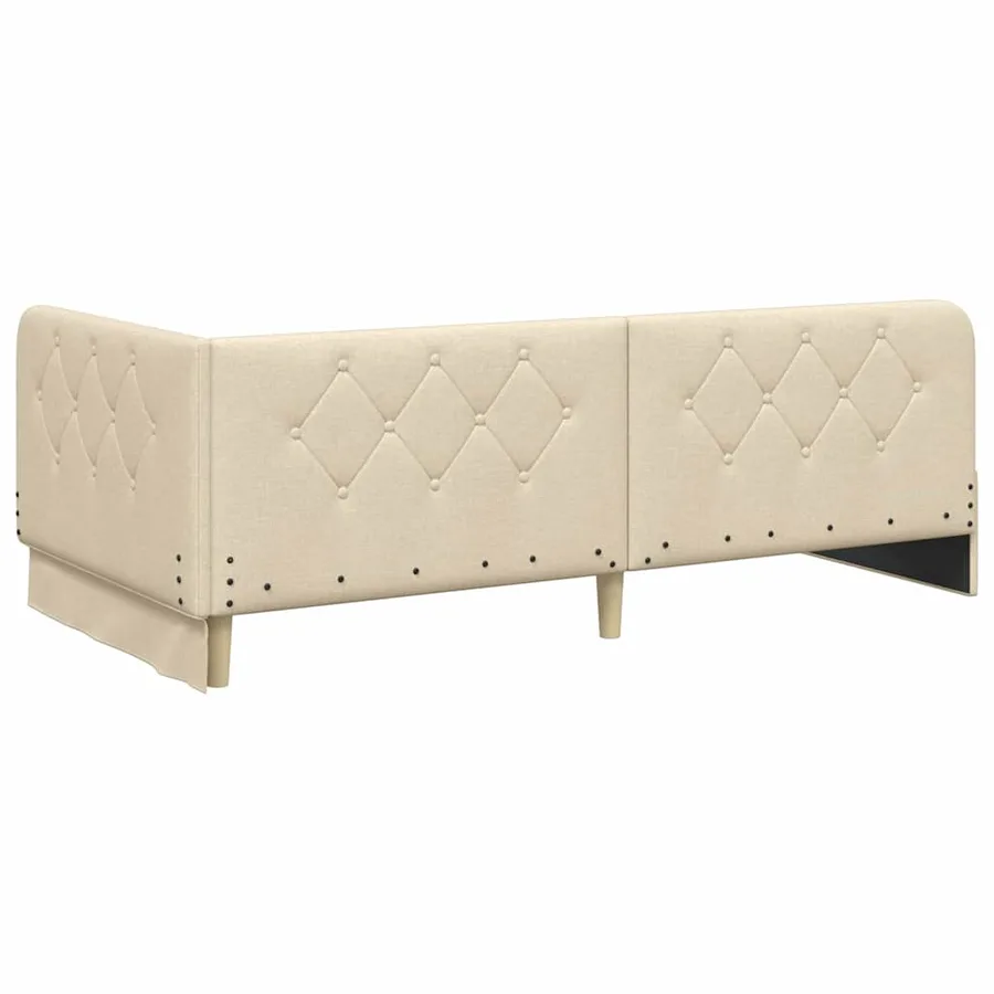 Cadre de lit d'angle Crème 100 x 200 cm tissu - 7