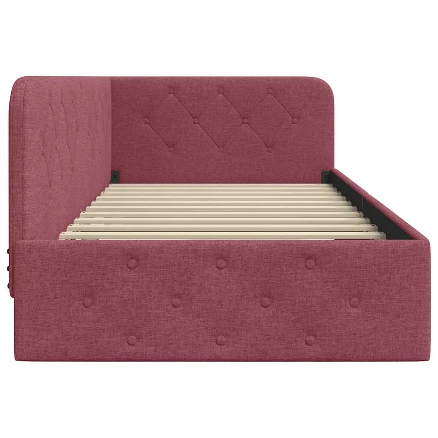 Cadre de lit d'angle Bordeaux 90 x 200 cm tissu - 6
