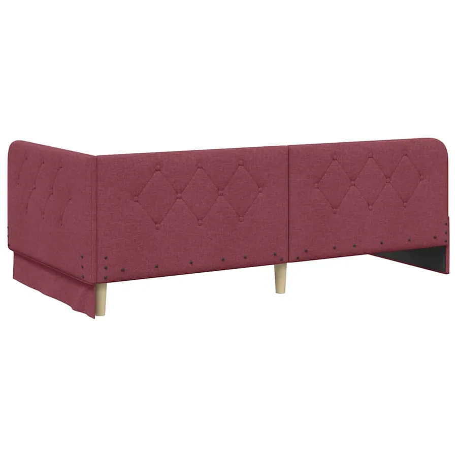 Cadre de lit d'angle Bordeaux 90 x 200 cm tissu - 7