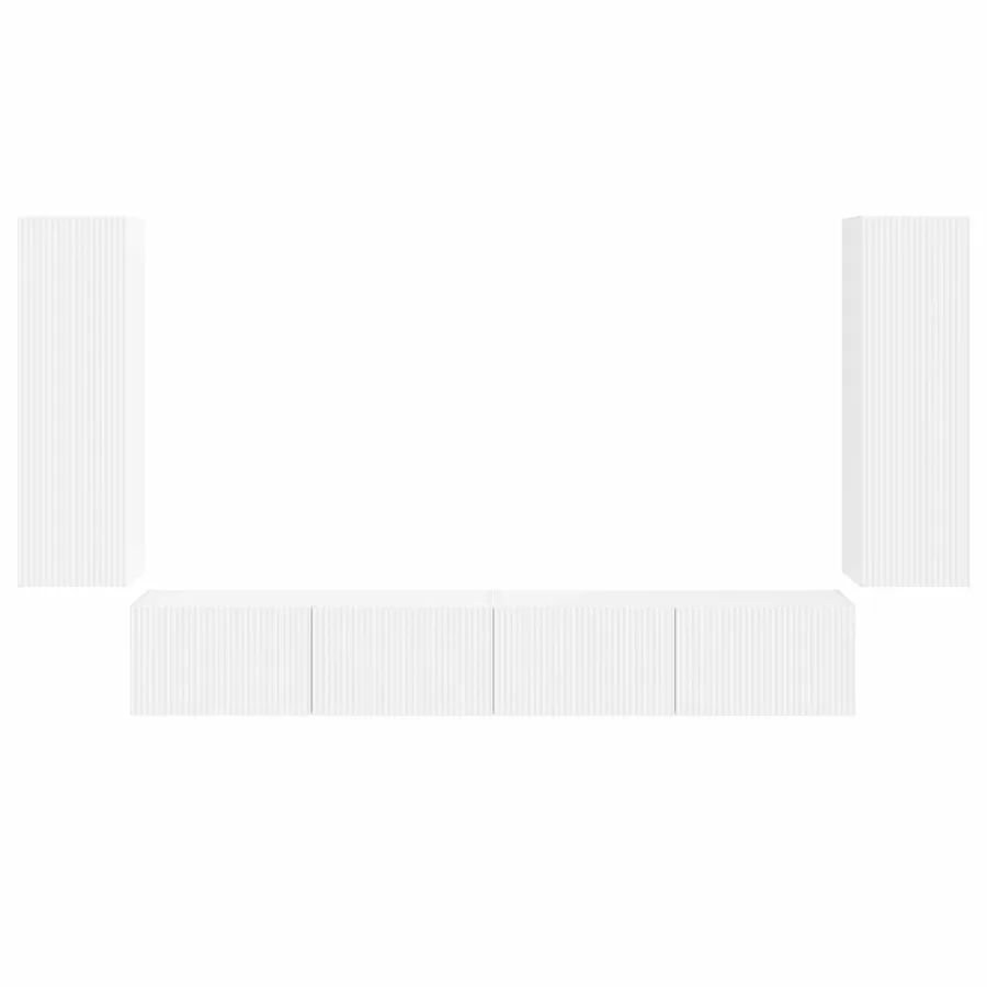 Ensemble de meuble TV mural 4 pcs Blanc Bois d'ingénierie - 7