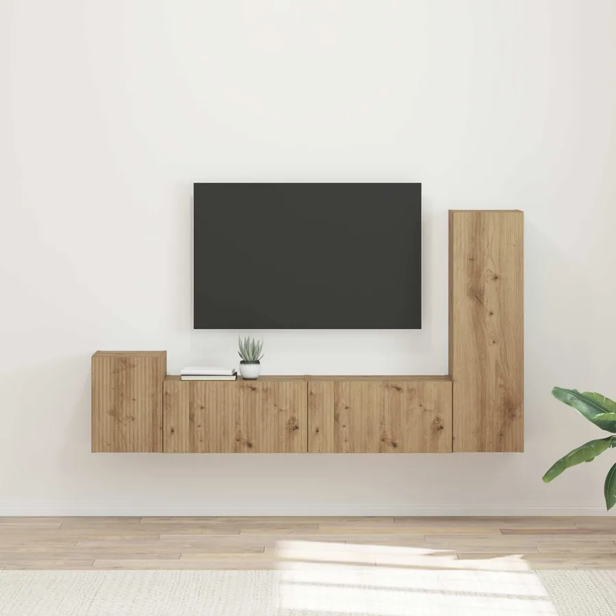 Ensemble meuble TV 4 pcs Chêne artisanal Bois d'ingénierie
