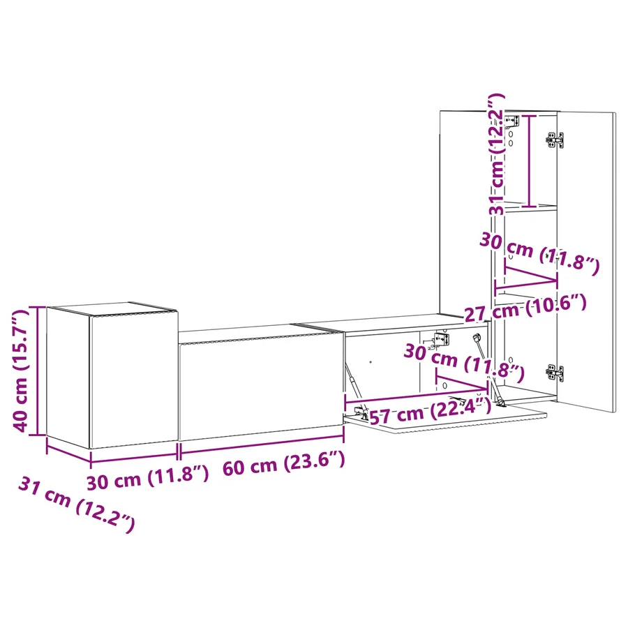 Ensemble meuble TV 4 pcs Chêne artisanal Bois d'ingénierie - 16