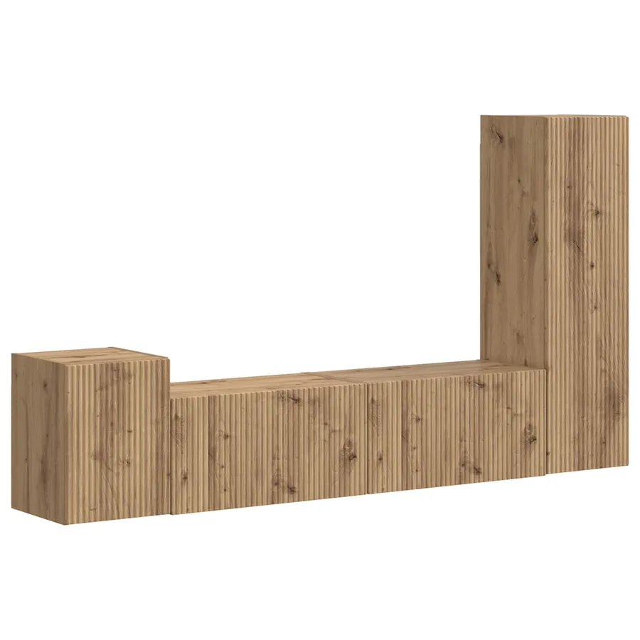 Ensemble meuble TV 4 pcs Chêne artisanal Bois d'ingénierie - 2