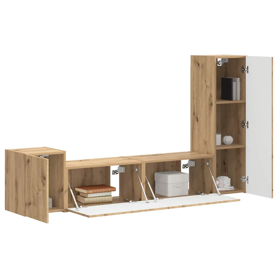 Ensemble meuble TV 4 pcs Chêne artisanal Bois d'ingénierie - 3